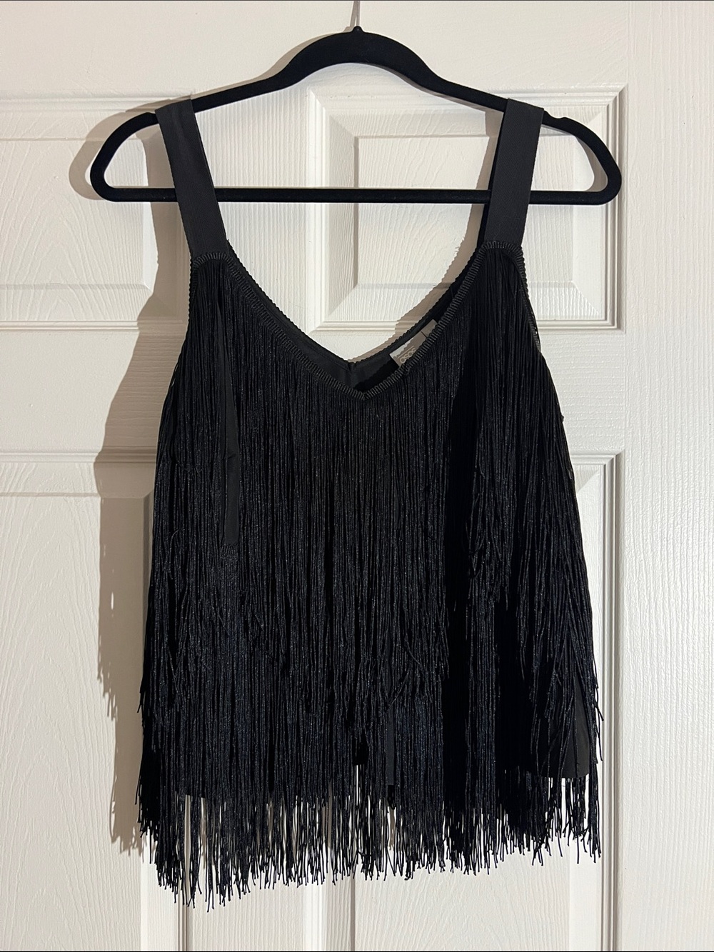 ASOS Black Fringe V-Neck Tank Top - Women